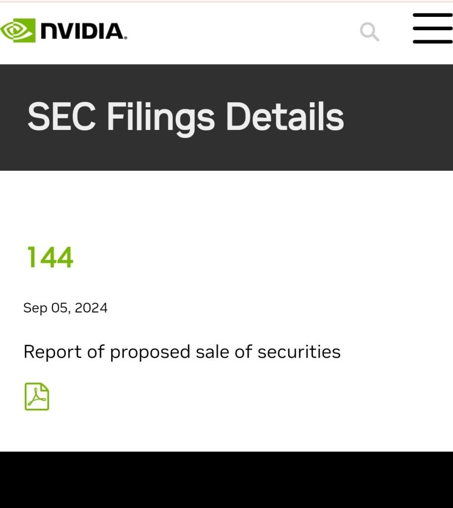 Nvidia CEO Jen-Hsun Huang Sells Additional $27.6M in Company Stock. But this isn't unexpected news. 1 screenshot 2024 09 05 22 49 08 787 com707655704708288242